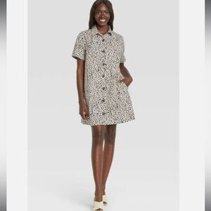 M Animal print shirt dress